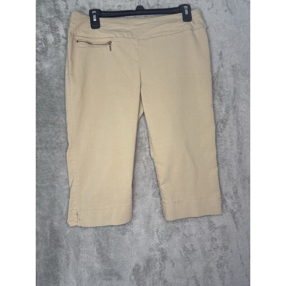 New Directions Womens Capri Pants Size 8 Khaki Stretch Pull On Elastic Waist NWT